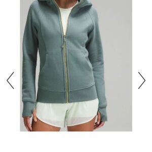 Lululemon Medium Forest Full Zip scuba hoodie with gold zip